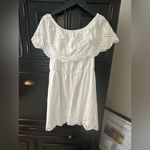 Kensie Off The Shoulder eyelet mini dress.